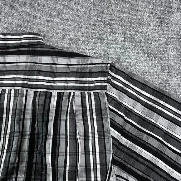 Tommy Bahama Long Sleeve Striped Black White Gray Cotton/Silk Blend Large - Picture 6 of 11